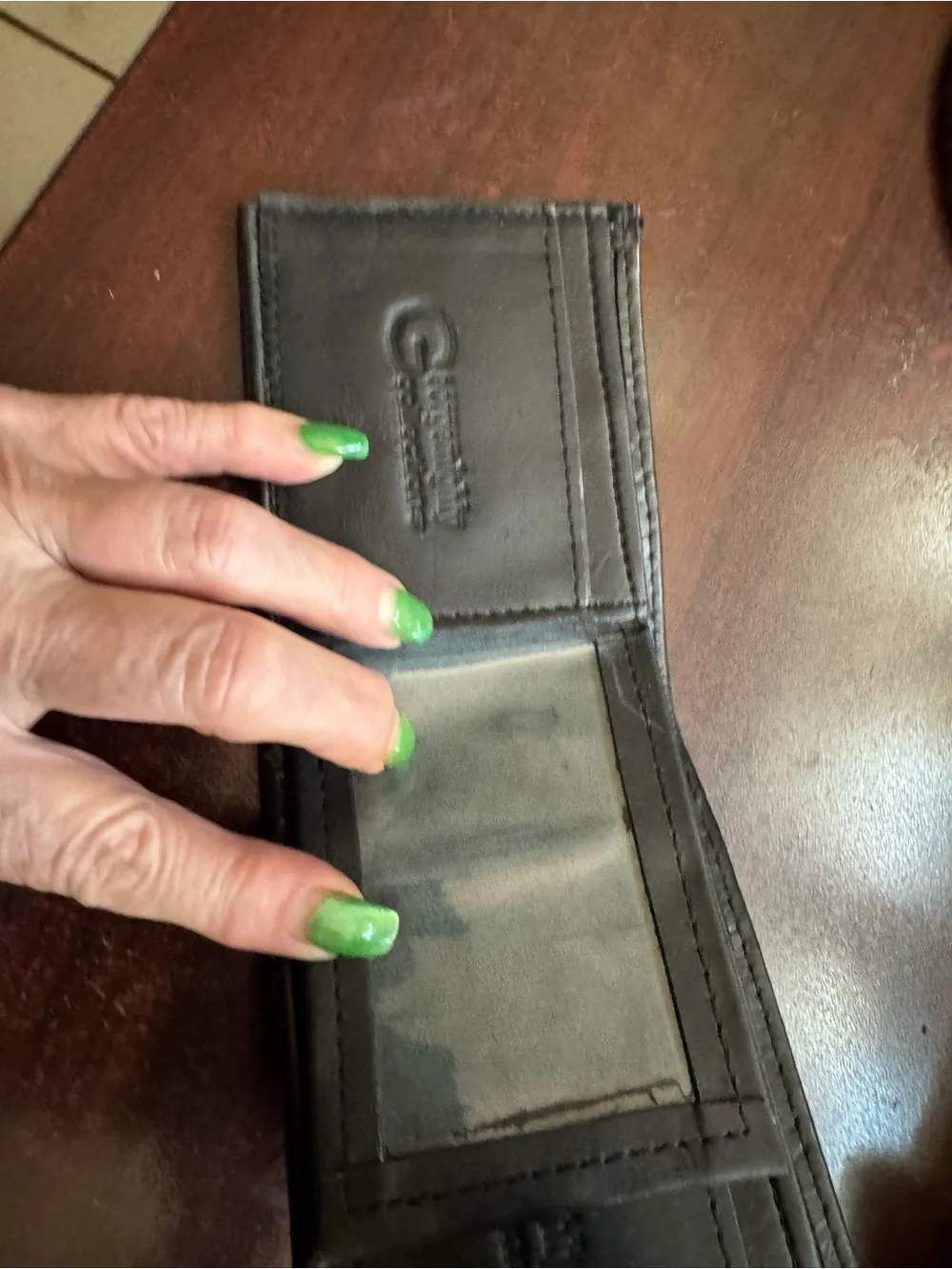 Men's Black Croc-Embossed Leather Bifold Wallet with Snap